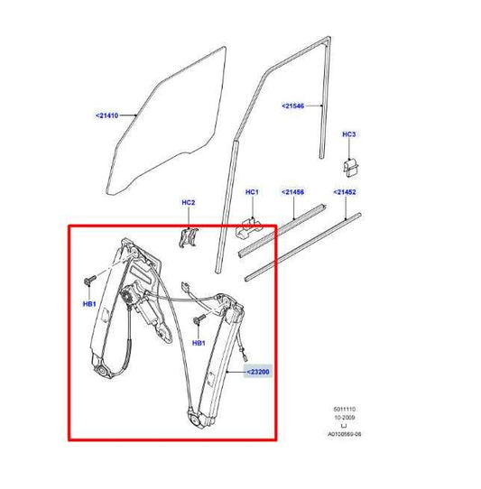 03-09 Land Rover Range Rover FR RH Door Window Regulator w/ Motor CUH000182 OEM - Alshned Auto Parts