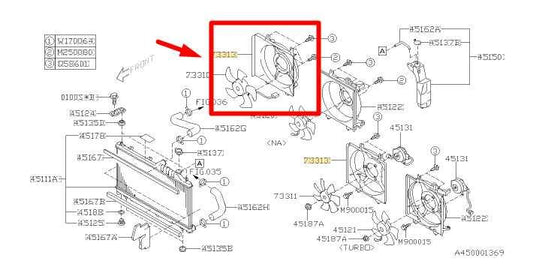 2007-14 Subaru Legacy 2.5L Right Condenser Cooling Fan Motor Assy 73313AG02C OEM - Alshned Auto Parts