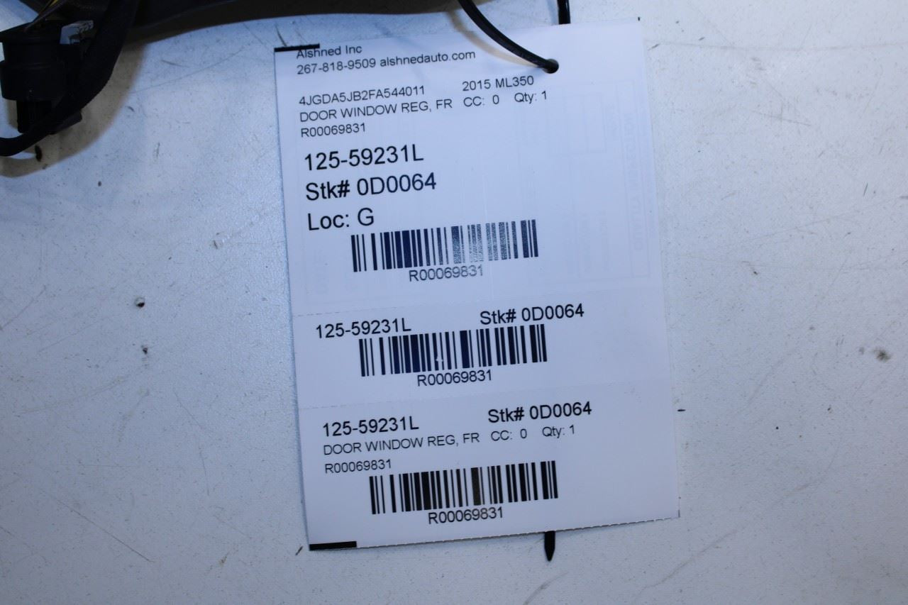 12-15 Mercedes-Benz ML350 FR LH Door Window Regulator w/ Carrier Plate and Motor - Alshned Auto Parts