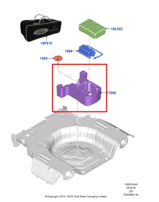 2015-23 Ford Mustang GT Lift Jack and Tools Foam Holder Container FR3Z-9913546-B - Alshned Auto Parts