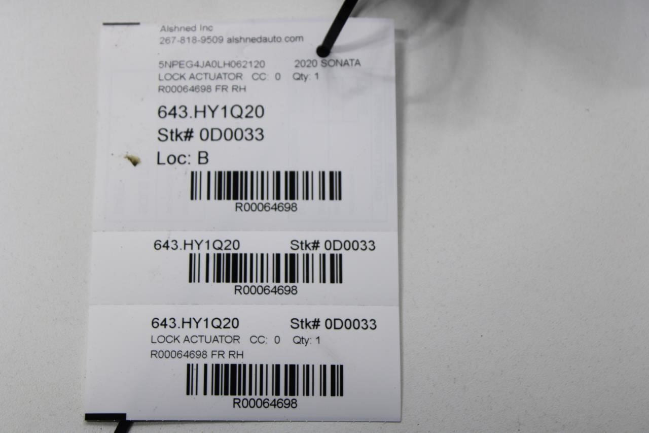 2020-23 Hyundai Sonata SE Front Right Side Door Lock Latch Actuator 81320-L1020 - Alshned Auto Parts