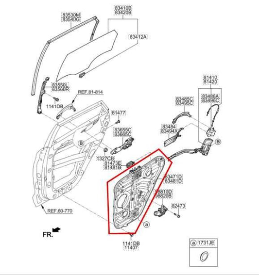2015-21 Hyundai Tucson Value RR RH Door Window Regulator w/ Carrier 83481-D3001 - Alshned Auto Parts
