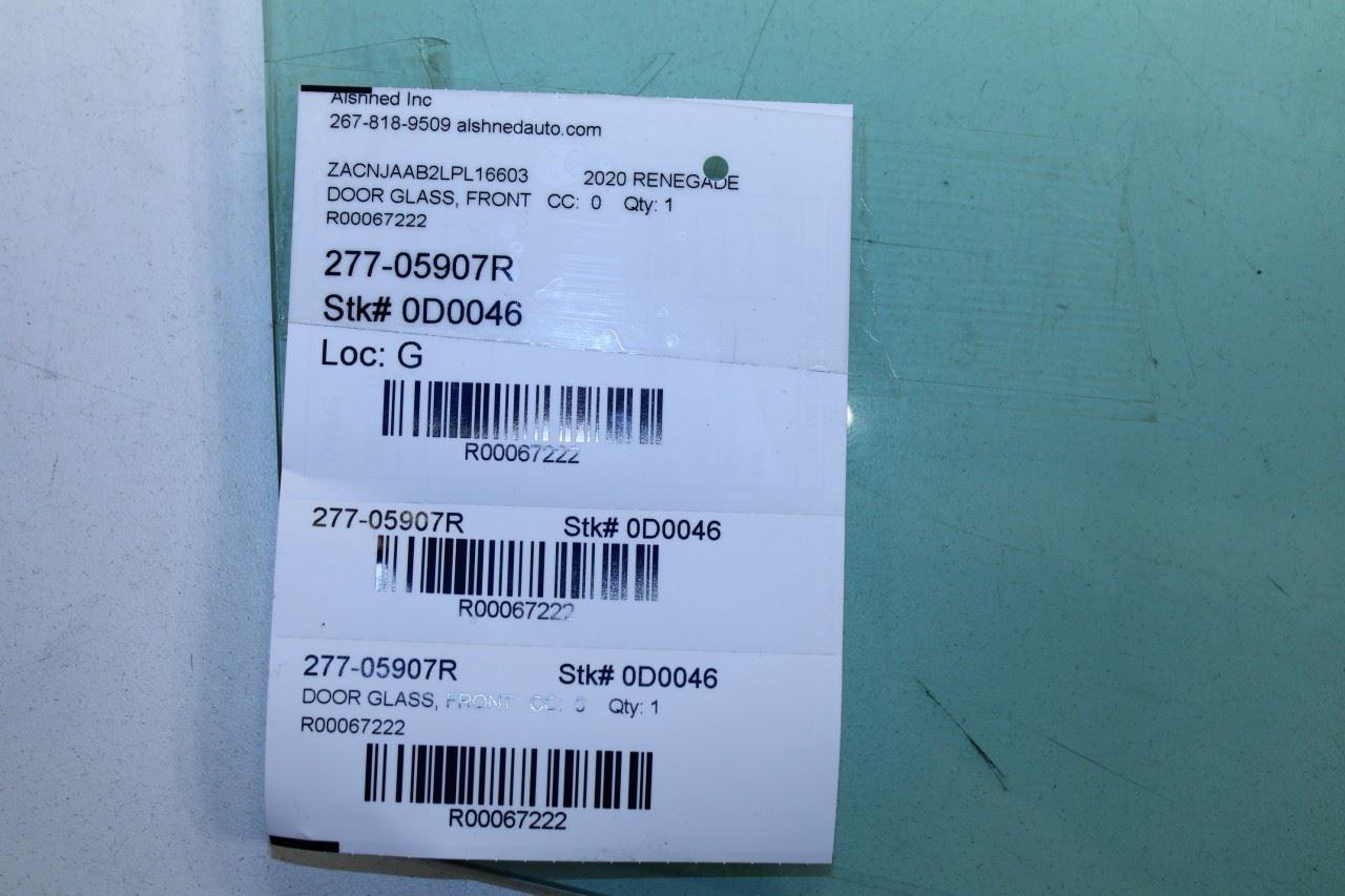 2015-2022 Jeep Renegade Sport Rear Right Door Window Glass 68256339AA OEM - Alshned Auto Parts