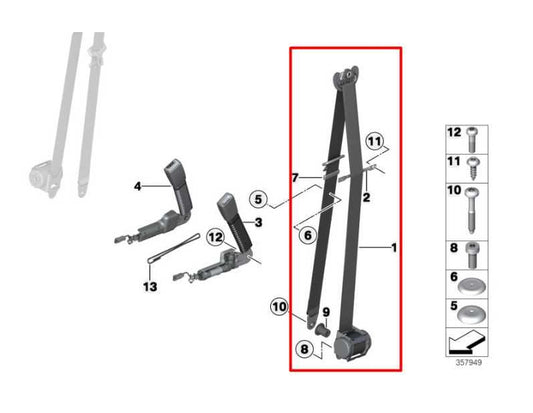 2011-16 Mini Countryman Cooper S 1.6L Front Driver Left Side Seat Belt Retractor - Alshned Auto Parts