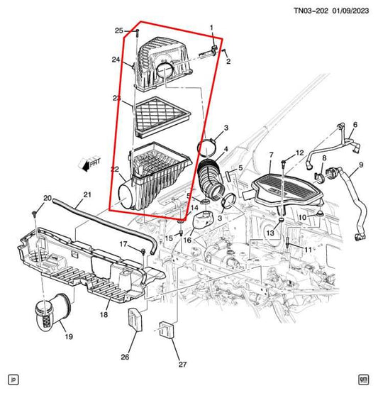 2017-2023 GMC Acadia SLT-1 3.6L AWD Air Intake Cleaner w/ Mass Air Flow Sensor - Alshned Auto Parts