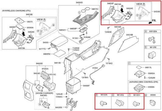 2020-2022 Kia Sportage Nightfall Front Center Console Storage Tray 84680D9060WK - Alshned Auto Parts