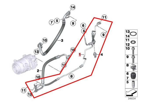 20112017 BMW X3 xDrive28i 2.0L AWD AC Conditioning Pressure Line Hose Tube Pipe - Alshned Auto Parts