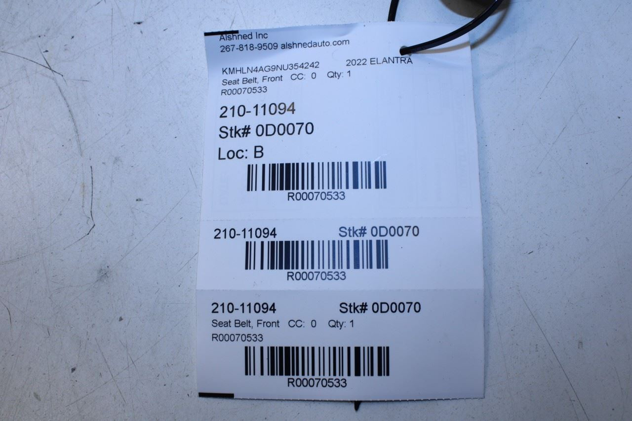 2021-2023 Hyundai Elantra SEL 2.0L FWD Front Driver Left Side Seat Belt Buckle - Alshned Auto Parts