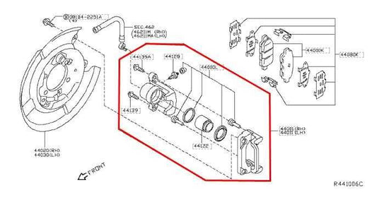 2014-20 Nissan Rogue SV Rear Right Passenger Side Brake Disc Caliper 44001-3NF0A - Alshned Auto Parts