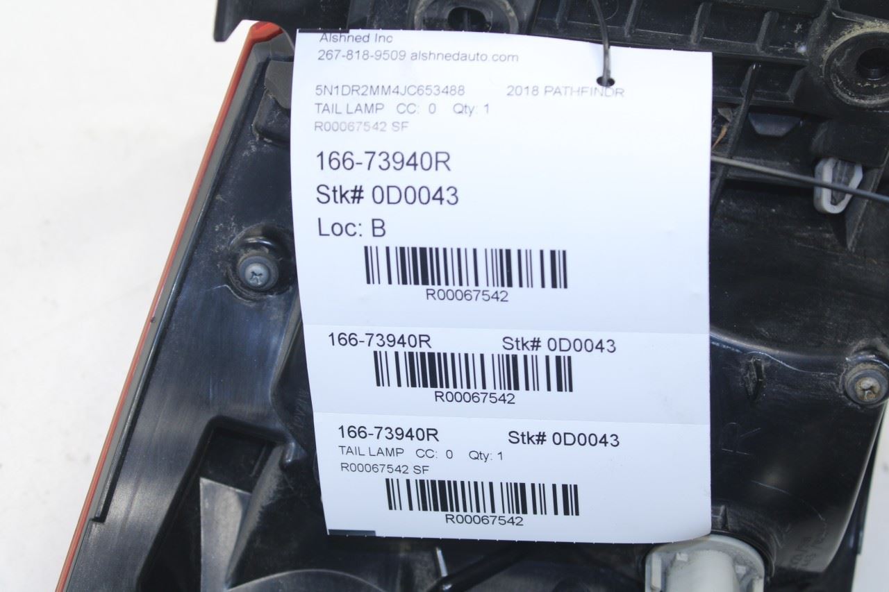 2016-2020 Nissan Pathfinder SV Rear Right Side Tail Light Lamp 26550-9PF0A OEM - Alshned Auto Parts