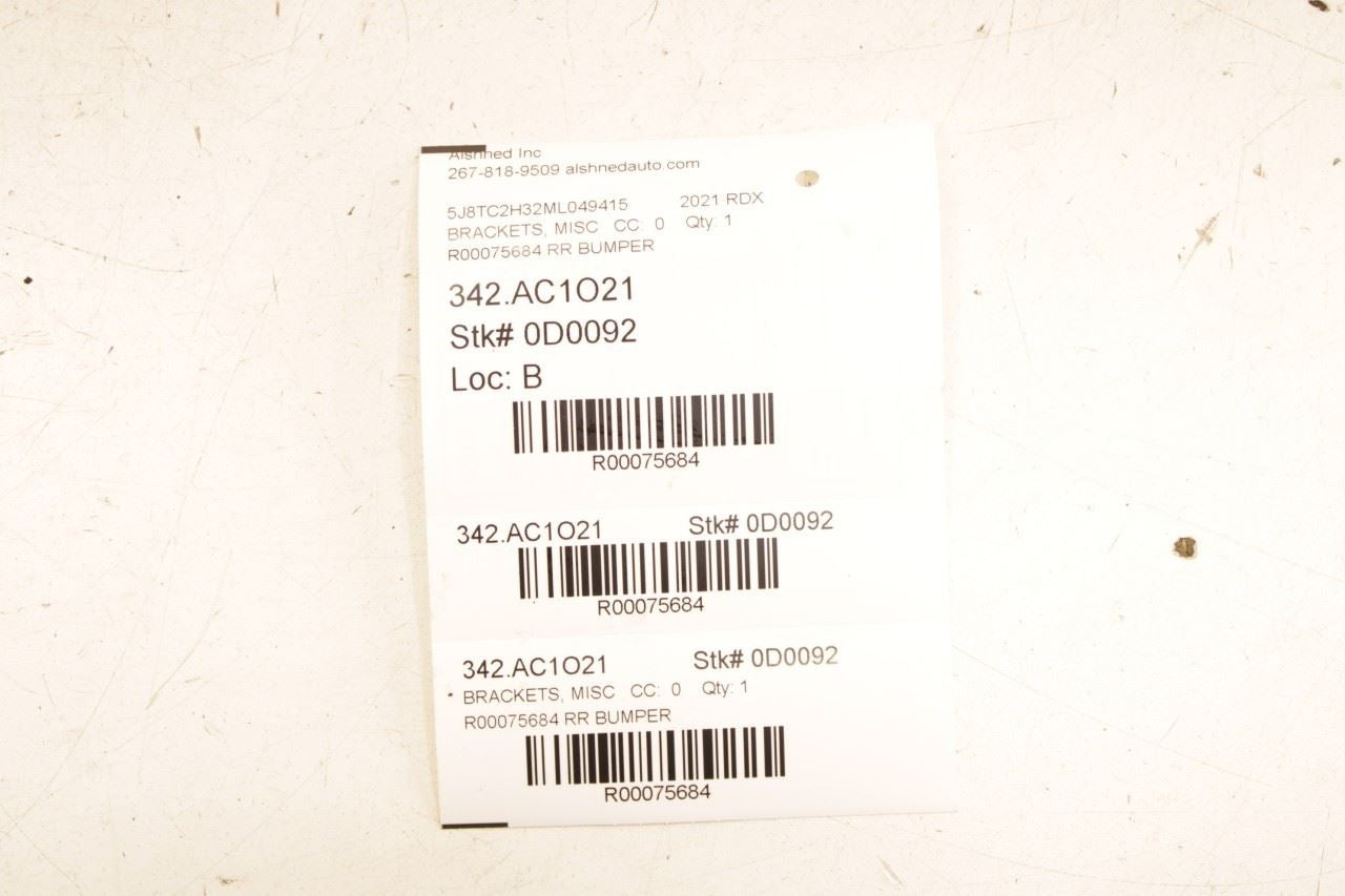 19-25 Acura RDX SH-AWD Rear Bumper Right and LH Side Spacer Support Bracket Set - Alshned Auto Parts