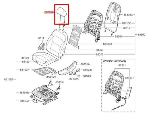 19-20 Hyundai Elantra SEL 2.0L FWD Front Left or Right Side Seat Headrest Cloth - Alshned Auto Parts