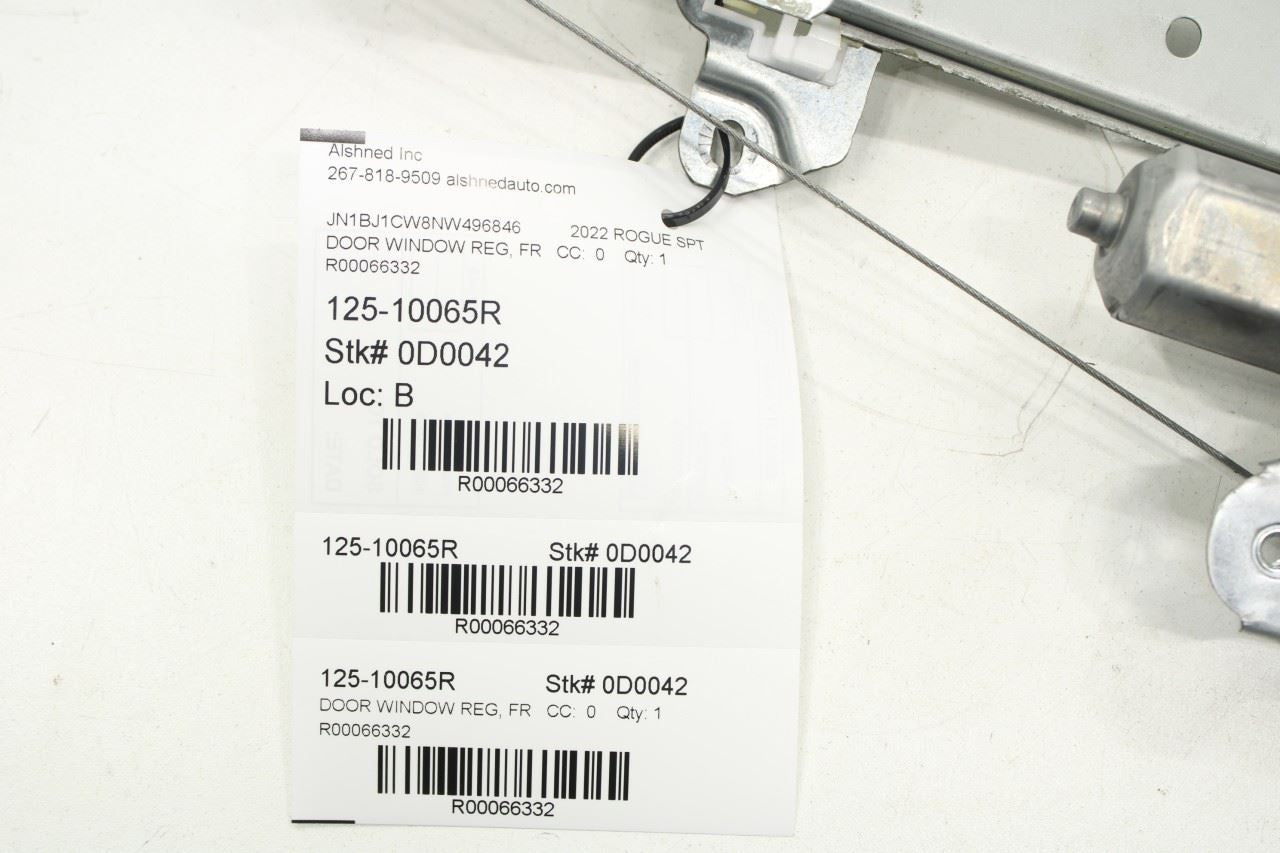 17-22 Nissan Rogue Sport SL AWD FR RH Door Window Regulator w/ Motor 80720-6MA0B - Alshned Auto Parts
