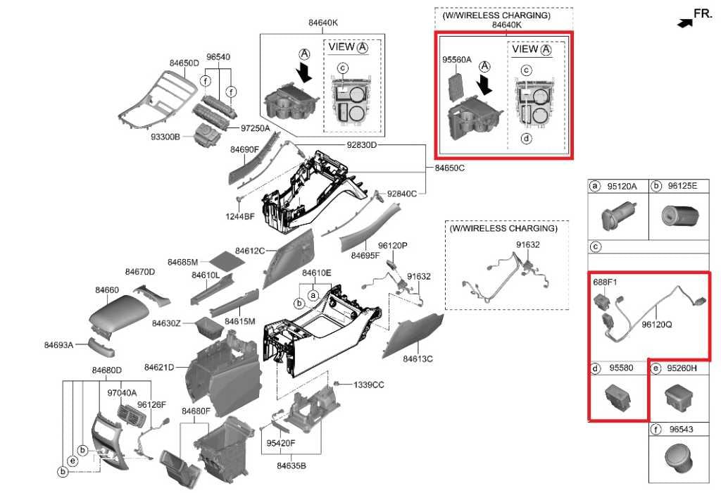 2021-23 Hyundai Santa Fe SEL Center Console Cup Holder Assembly 84670-S2AC0-XHH1