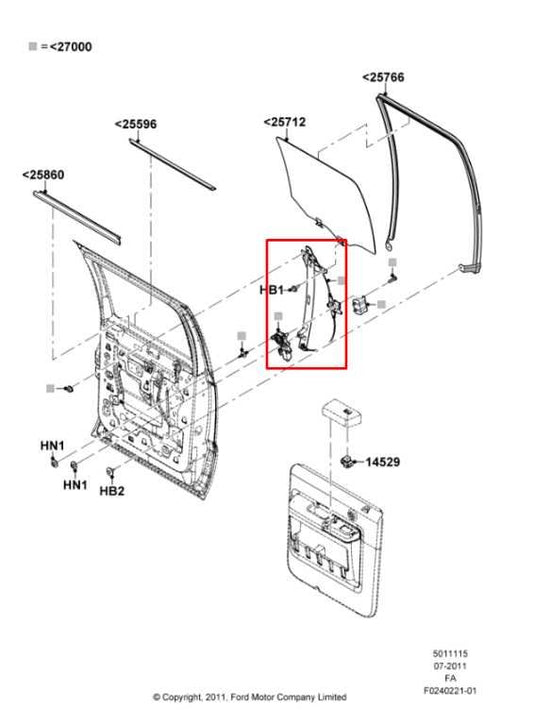 2013-16 Ford F250 Lariat Crew Cab Rear Left Side Door Window Regulator w/ Motor - Alshned Auto Parts