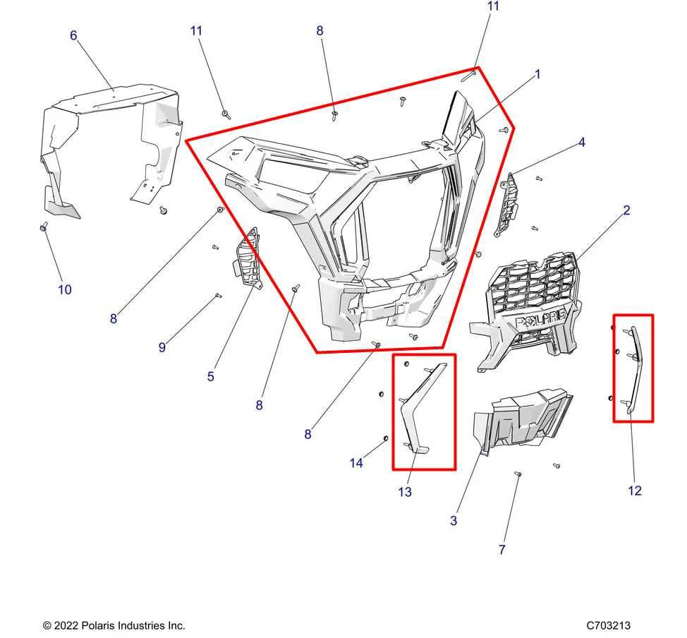 18-22 Polaris RZR XP 1000 1.0L Front Fascia Bumper Panel Grille w/ Accent Lights - Alshned Auto Parts