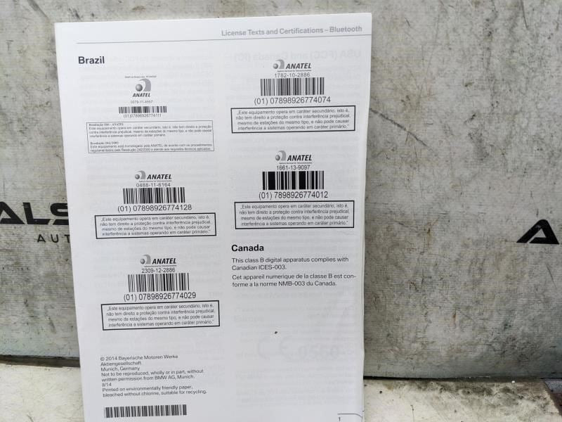 2014 BMW X5 Owners Manual Set with Case 01-40-2-928-198 OEM - Alshned Auto Parts