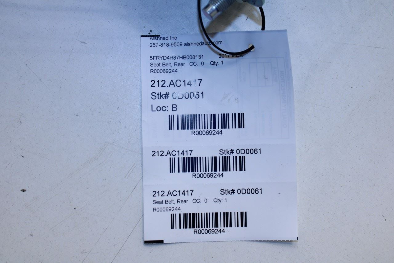 2014-20 Acura MDX Advance Rear Passenger Right Side 3rd Row Seat Belt Retractor - Alshned Auto Parts