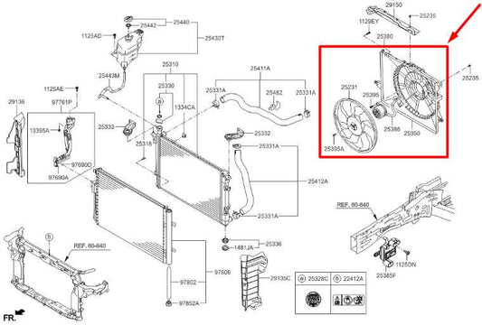 2013-2018 Hyundai Santa Fe 3.3L Left Radiator Cooling Fan Motor Assy 25380-B8800 - Alshned Auto Parts