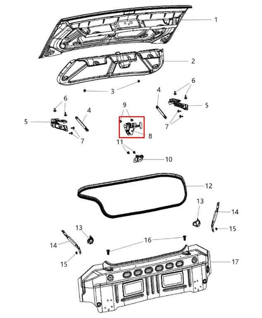 08-23 Dodge Challenger SXT RR Trunk Lid Latch Lock Actuator w/ Handle 4589217AC - Alshned Auto Parts