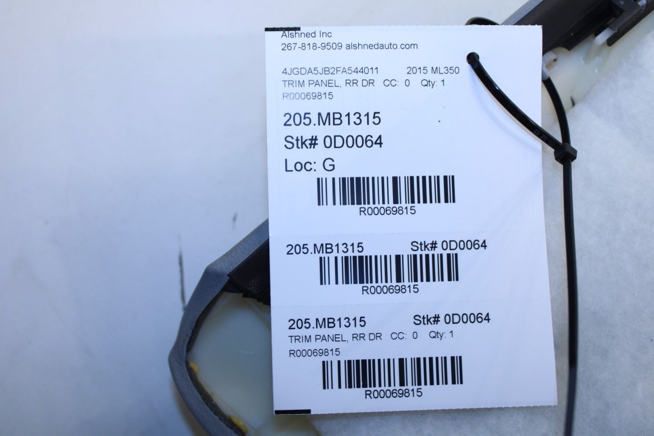 2012-2015 Mercedes-Benz ML350 Rear Right Door Trim Panel 166-730-04-70-7M57 OEM - Alshned Auto Parts