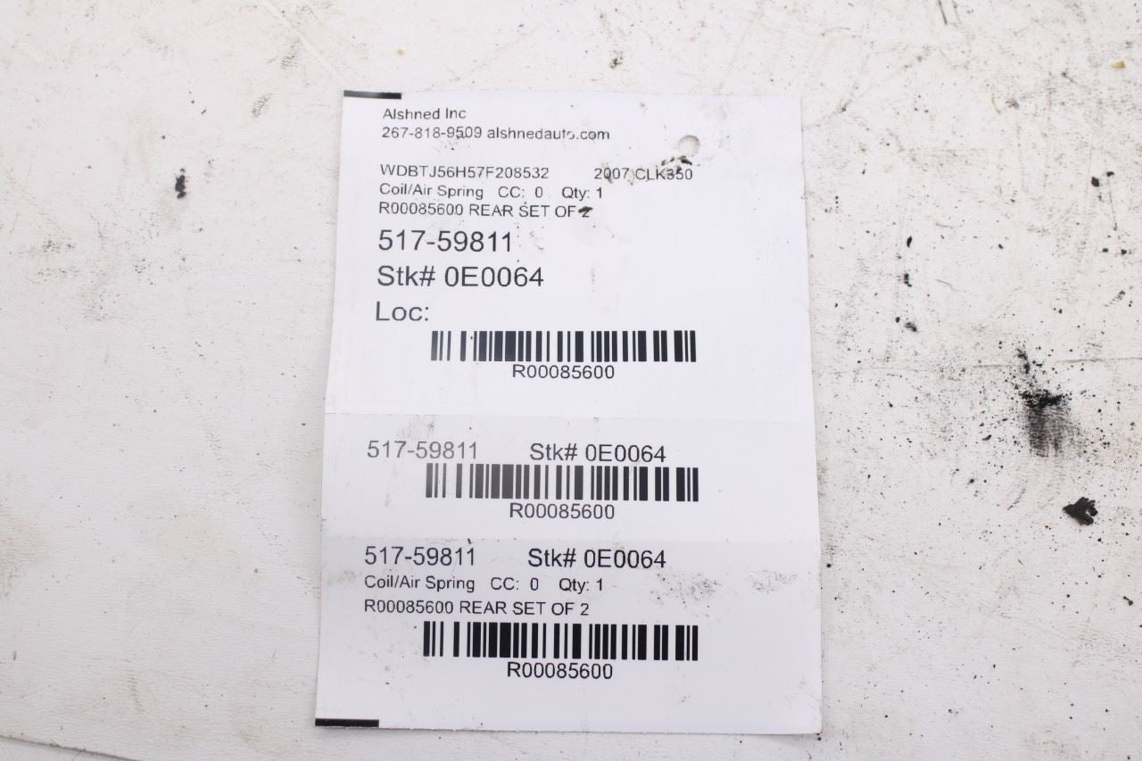 2006-2009 Mercedes-Benz CLK 350 Rear Right and Left Side Coil Spring Set of 29