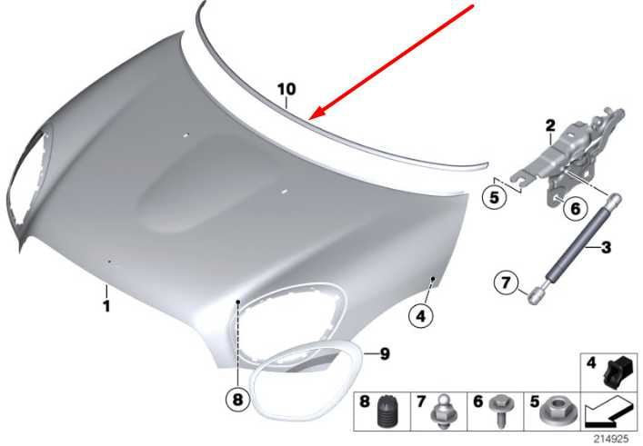 2011-16 Mini Countryman Cooper S Front Hood Bonnet Rearward Trim Molding *ReaD* - Alshned Auto Parts