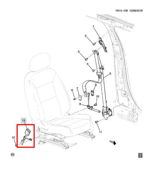 19-24 Chevrolet Blazer 2LT 2.0L FWD Front Passenger Right Side Seat Belt Buckle - Alshned Auto Parts