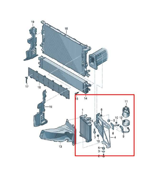 2012-15 Audi A7 Premium 3.0L AWD Auxiliary Left Side Cooling Radiator w/ Bracket - Alshned Auto Parts