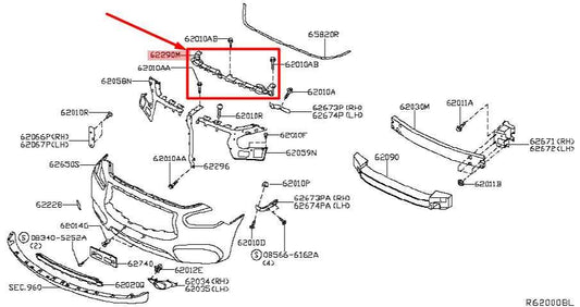 19-20 Infiniti QX60 FR Upper Radiator Core Support Bracket Tie Bar 62290-3JA0A - Alshned Auto Parts