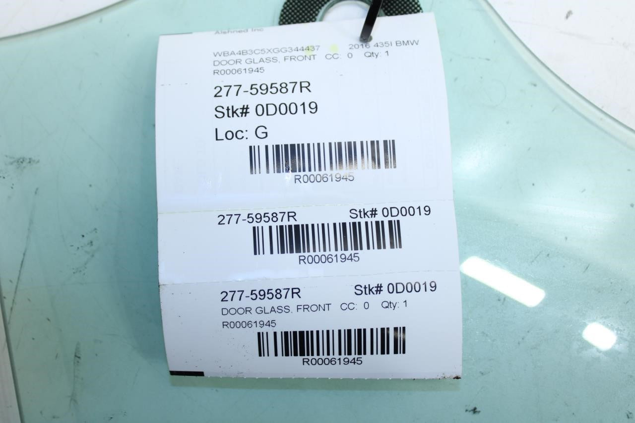 2015-16 BMW 435i Gran Coupe xDrive Front Right Door Window Glass 51-33-7-309-734 - Alshned Auto Parts