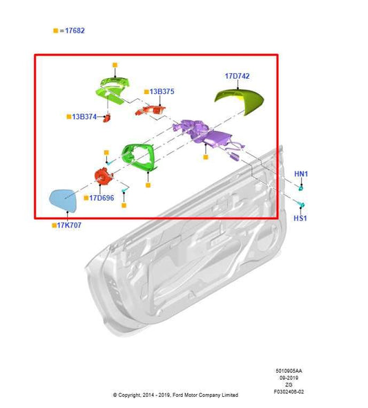 15-20 Ford Mustang GT Passenger Right Side Rear View Mirror FR3Z-17682-N *ReaD* - Alshned Auto Parts