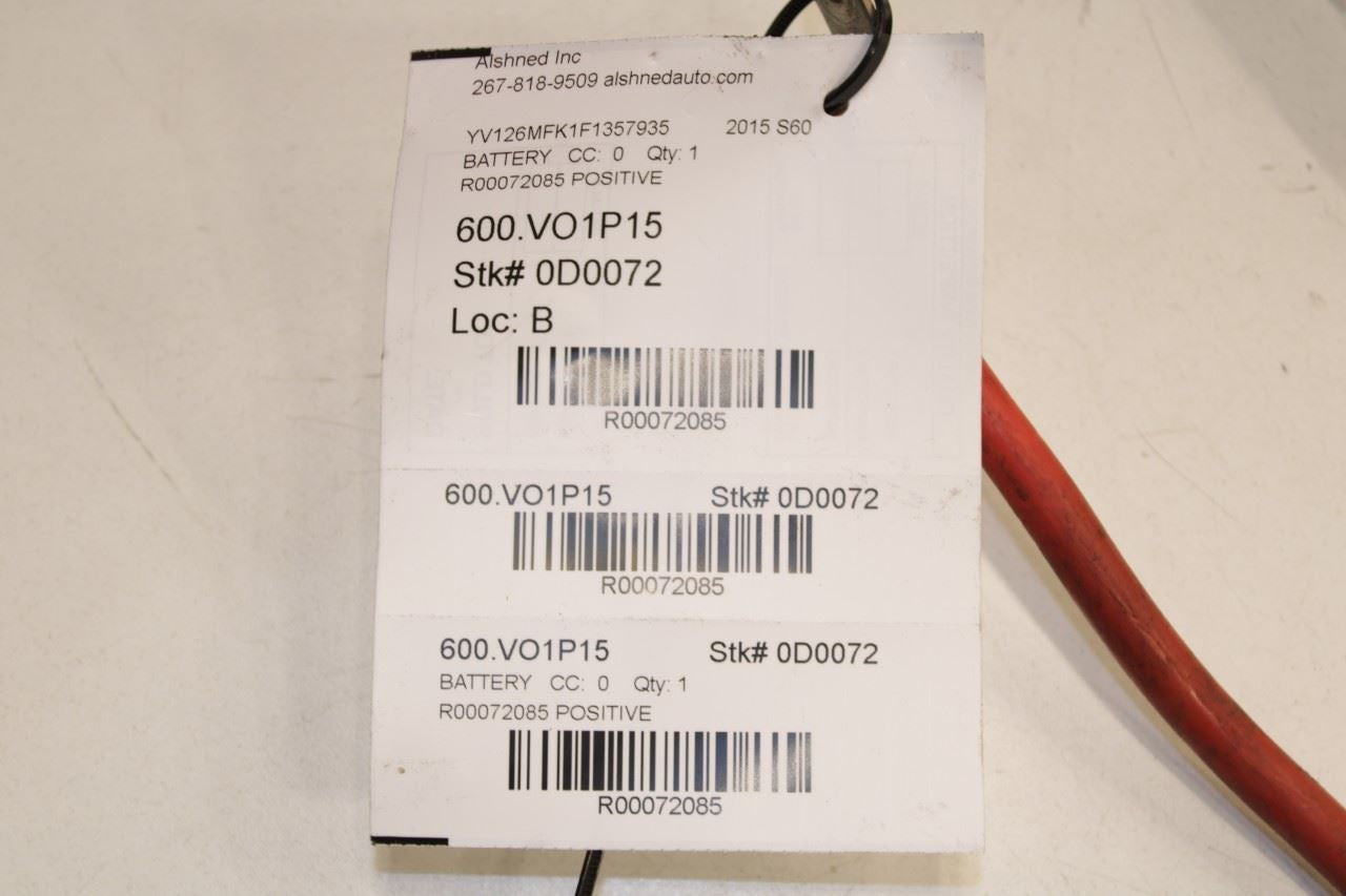 2015 Volvo S60 T5 Premier Positive Battery Cable Wire Harness 31433192 OEM - Alshned Auto Parts