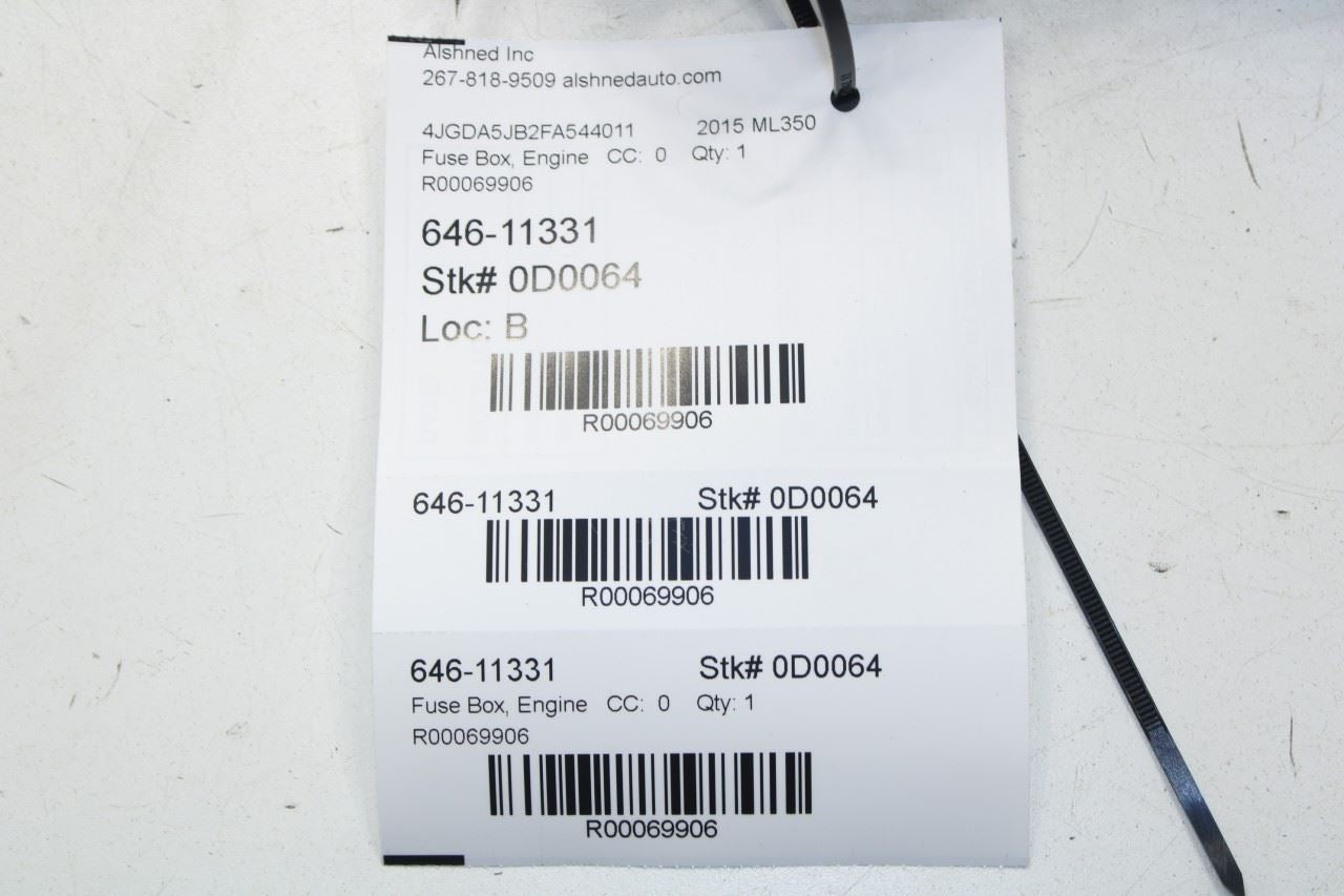 12-15 Mercedes-Benz ML350 3.5L RWD Engine Bay Right Side Fuse Relay Junction Box - Alshned Auto Parts