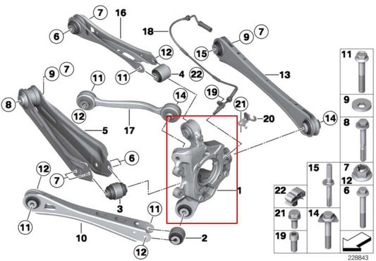 11-17 BMW X3 xDrive28i Rear Right Passenger Side Spindle Knuckle Hub 33406797570 - Alshned Auto Parts