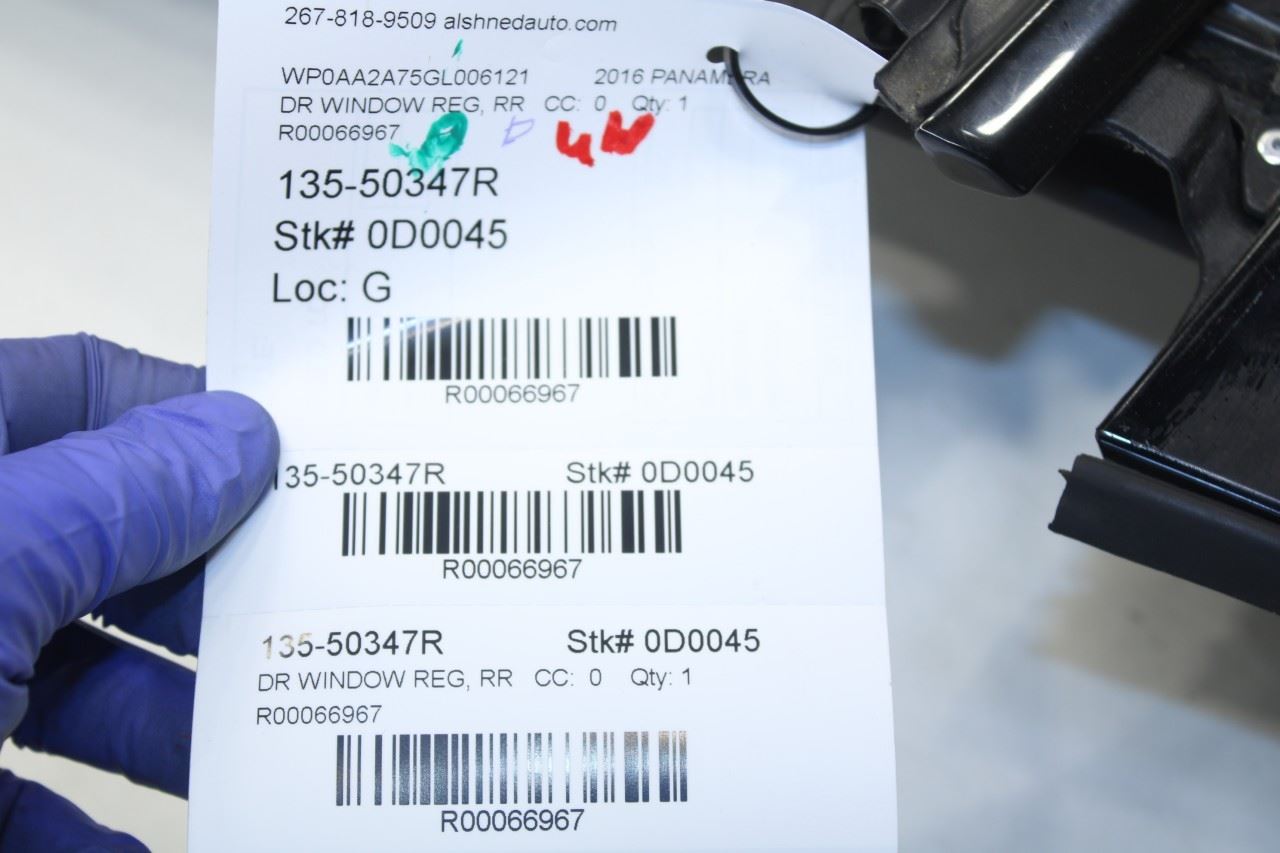 10-16 Porsche Panamera 4 Rear Right Side Door Window Regulator w/ Carrier *ReaD* - Alshned Auto Parts