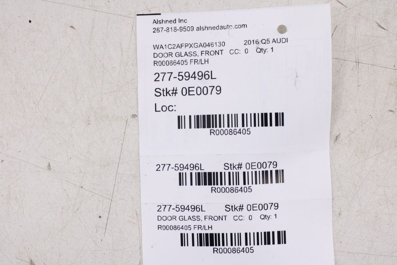 2011-2017 Audi Q5 Premium Front Left Door Window Movable Glass 8R0845201E OEM - Alshned Auto Parts