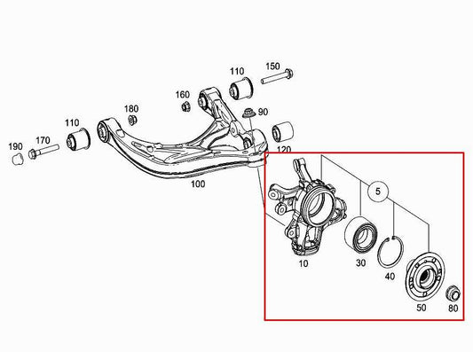 2012-2015 Mercedes-Benz ML350 Rear Left Side Spindle Knuckle Hub 166-350-01-08 - Alshned Auto Parts