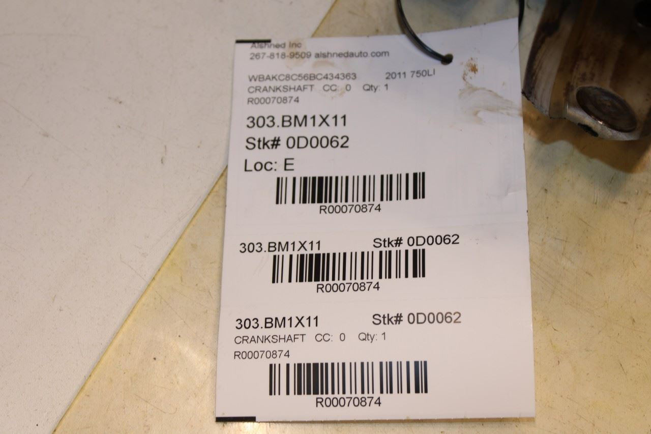 2010-2012 BMW 750Li xDrive 4.4L AWD Engine Crankshaft 115K 11217572875 OEM - Alshned Auto Parts
