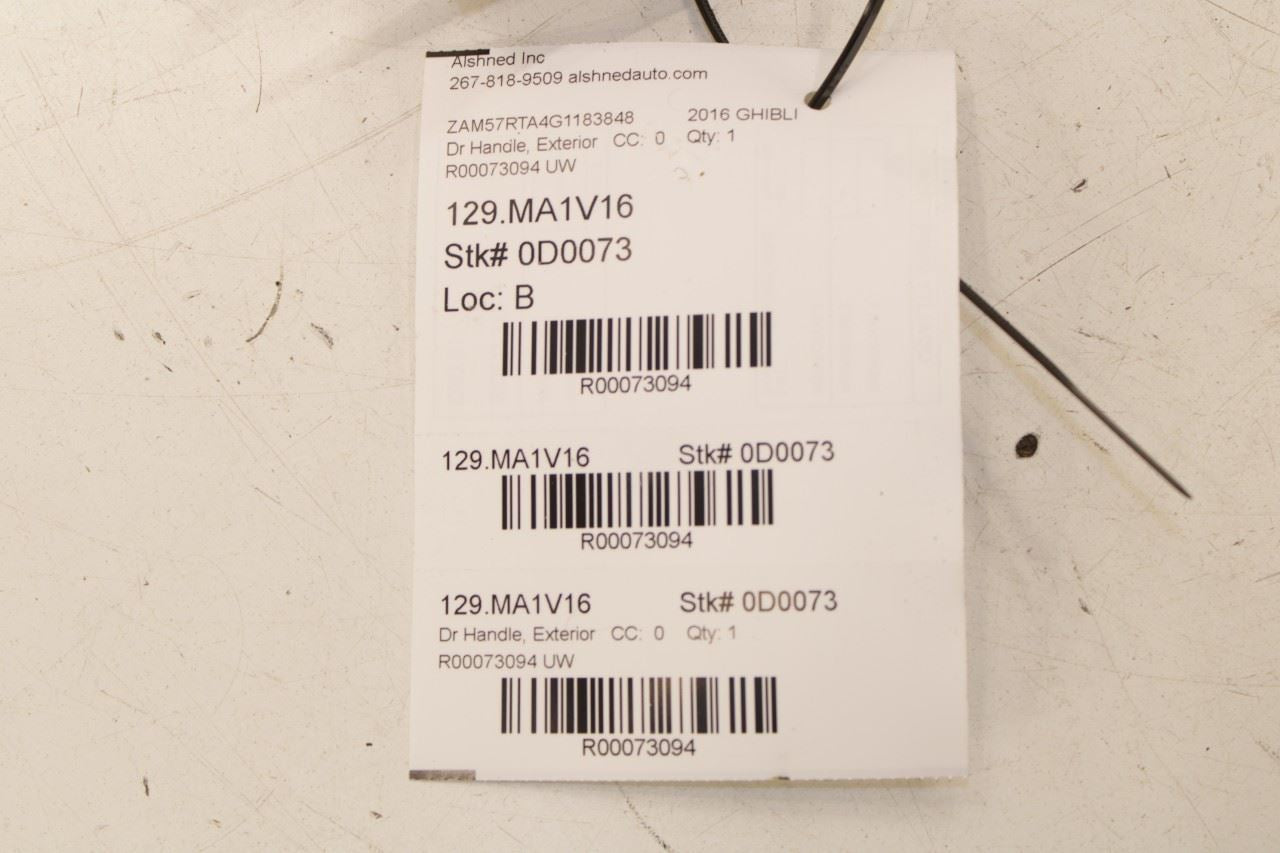 2014-21 Maserati Ghibli S Q4 3.0L AWD Rear Driver Left Side Door Exterior Handle - Alshned Auto Parts