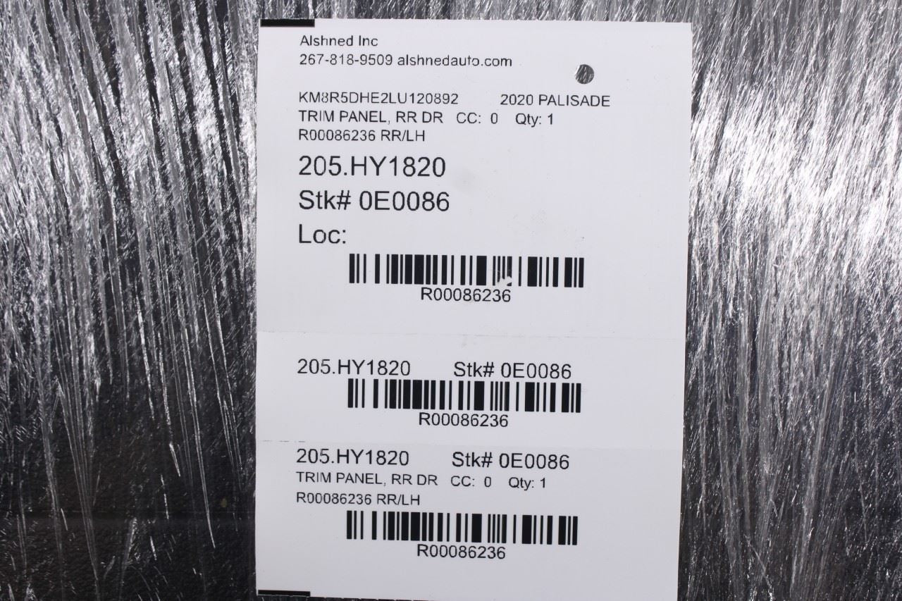 20-22 Hyundai Palisade Limited AWD Rear Left Door Trim Panel 83307-S8620-NBX OEM19
