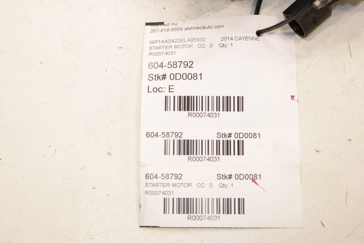 2011-2018 Porsche Cayenne Platinum 3.6L Engine Starter Motor 958-911-023 OEM - Alshned Auto Parts