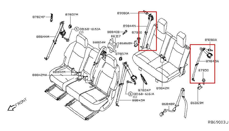 2014-20 Infiniti QX60 3.5L Rear Right and Left Side 3rd Row Seat Belt Retractor1