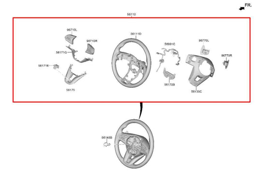 21-23 Hyundai Santa Fe SEL AWD Steering Wheel w/ Control Buttons 56100-S2AC0-NNB - Alshned Auto Parts