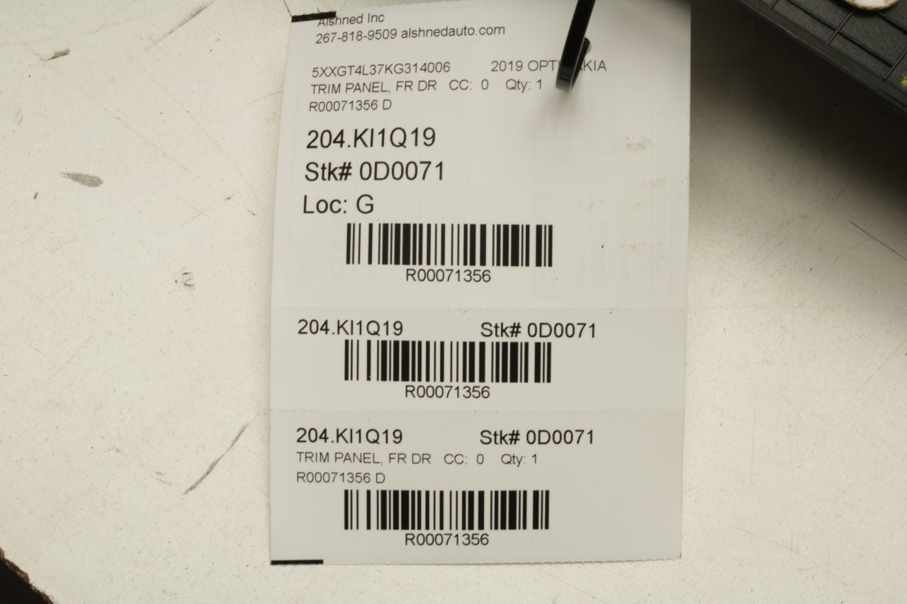 19-20 Kia Optima LX Front Left Driver Door Trim Panel 82301-D5220BKL OEM *ReaD* - Alshned Auto Parts