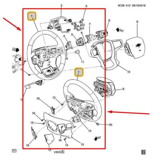 19-23 Chevy Silverado 1500 Steering Wheel Leather w/ Control Buttons 84646054 - Alshned Auto Parts