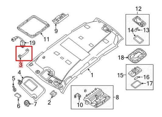 2013-2020 Nissan Pathfinder SV RH and LH Roof Interior Headliner Grab Handle Set - Alshned Auto Parts