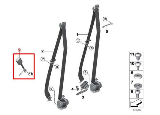 2014-18 BMW X5 xDrive35i Front Passenger Right Side Seat Belt Buckle 72117297131 - Alshned Auto Parts
