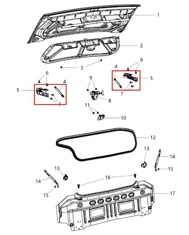 11-23 Dodge Challenger SXT RR RH and LH Trunk Deck Lid Hinge Set w/ Lift Struts - Alshned Auto Parts