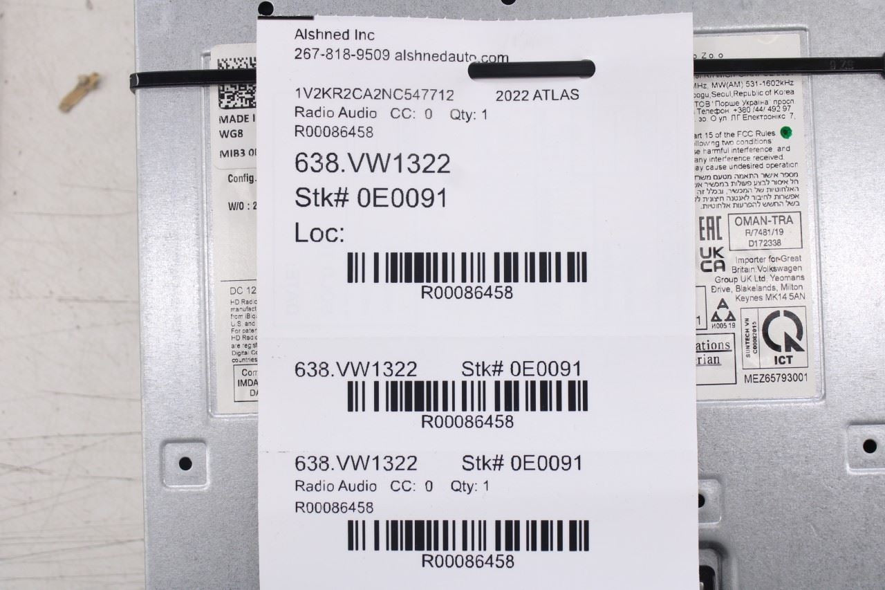 2021-2022 Volkswagen Atlas SE Audio Radio Receiver 3G5035842D OEM16